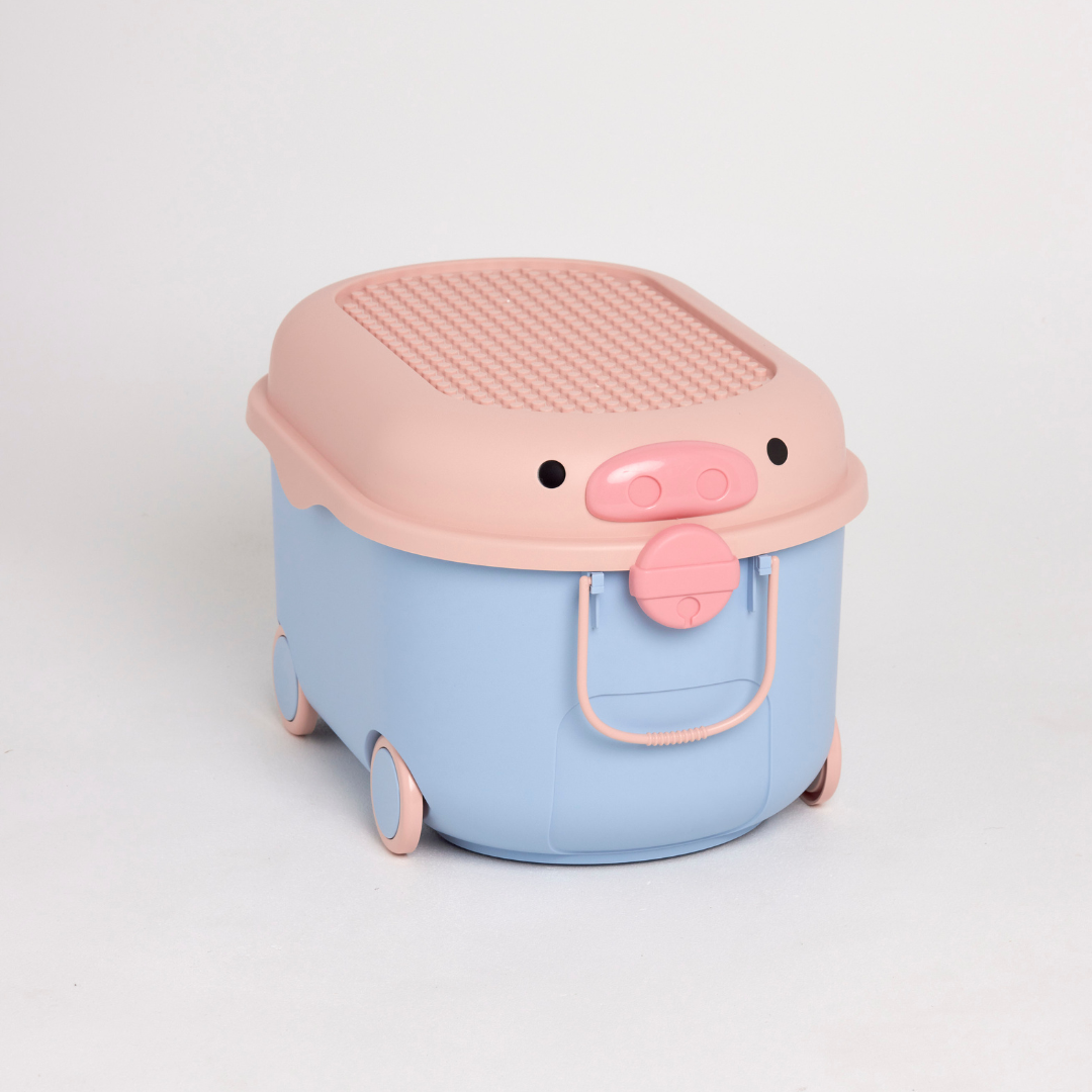 Ride a Long Storage - Blue & Pink Pig - Large