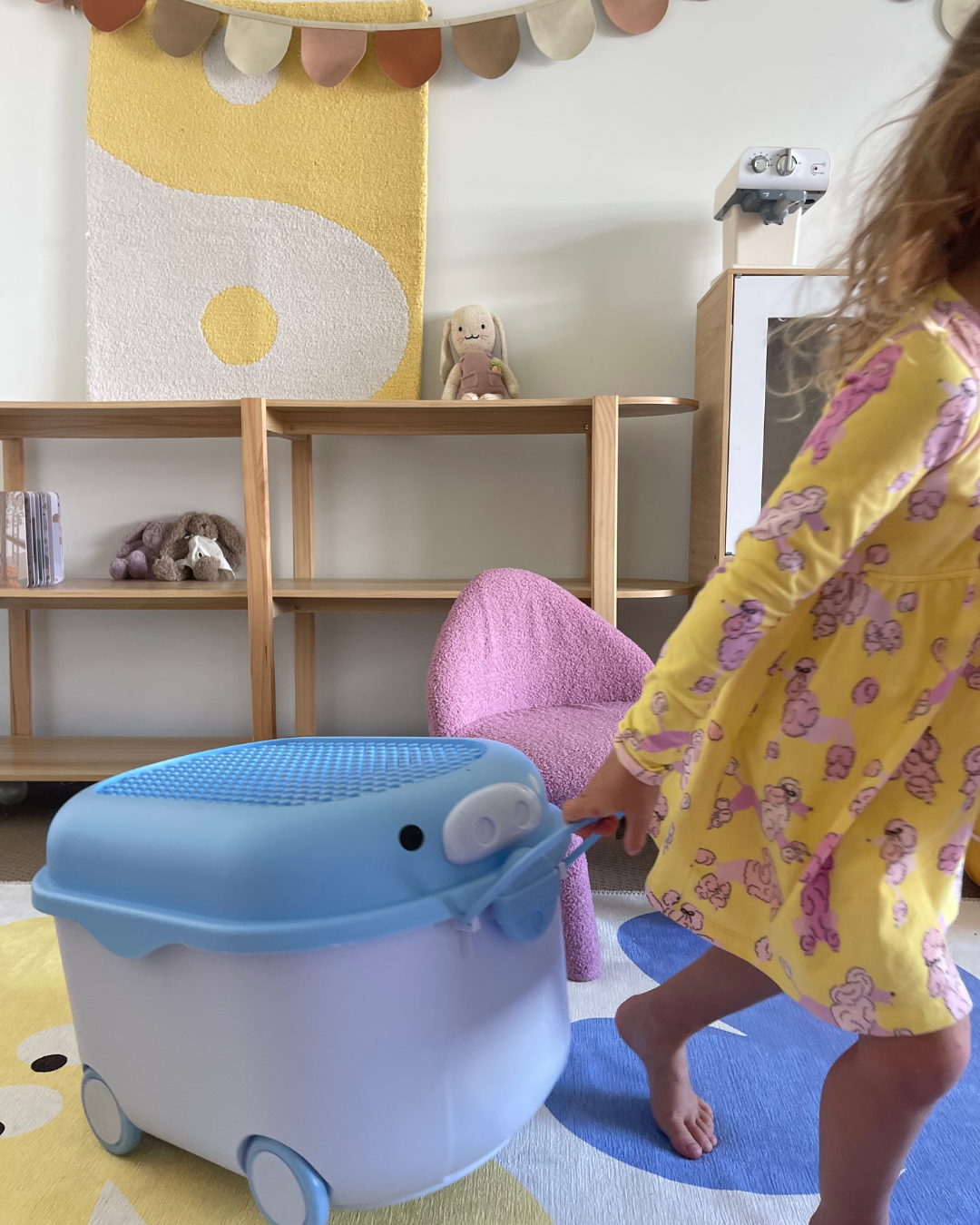 ‘Ride a Long Storage’ - Ice Block Blue Pig - Medium