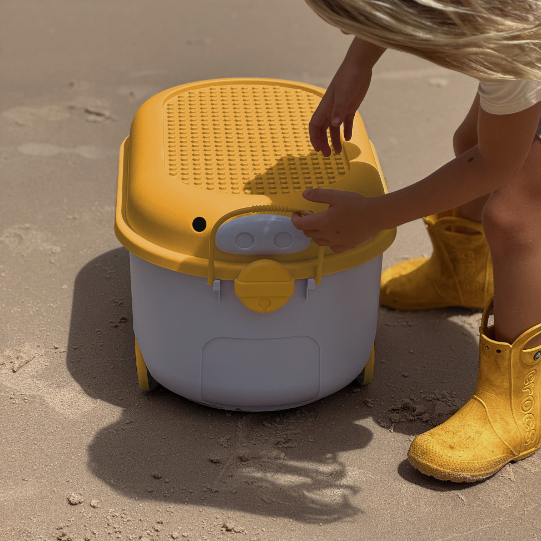 Ride a Long Storage - Blue and Yellow Pig - Large