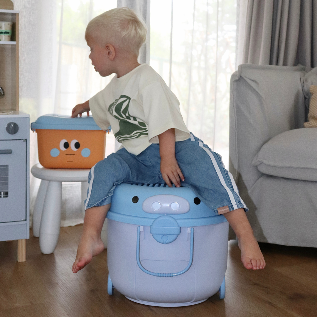 ‘Ride a Long Storage’ - Ice Block Blue Pig - Medium