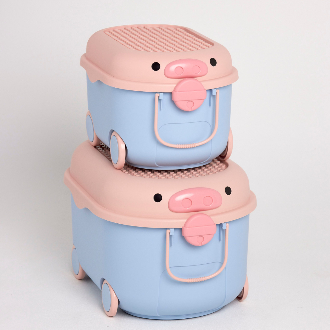 Ride a Long Storage - Blue &amp; Pink Pig - Large